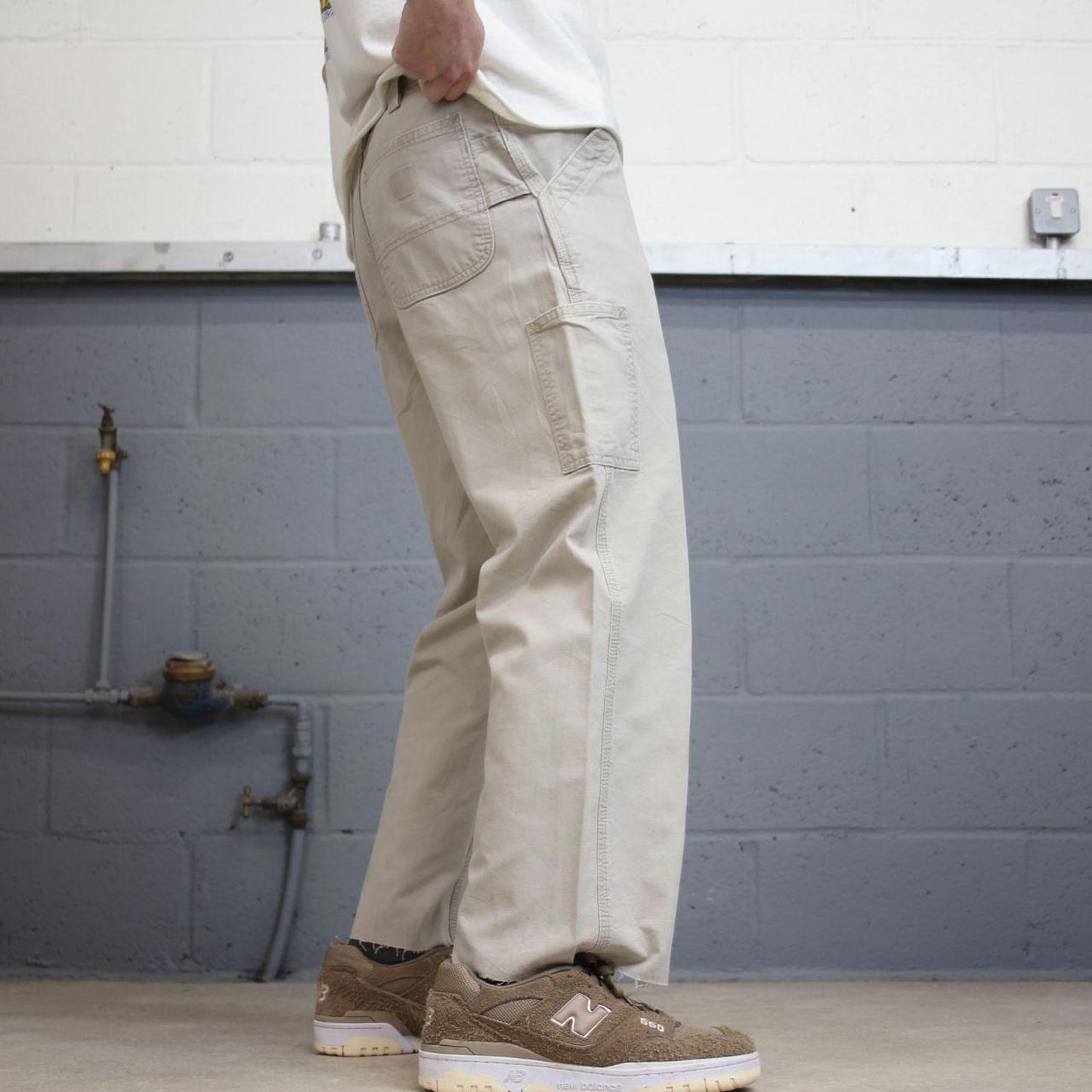 Mens Carhartt carpenter pants W32 L26 beige loose 90s style cargos