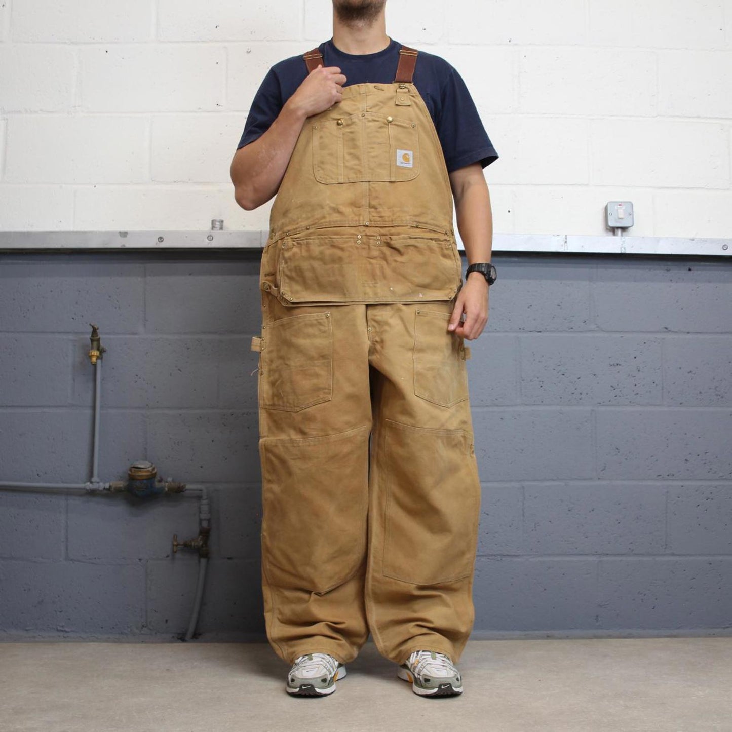 Vintage Carhartt dungarees W48L32 mens canvas overalls tan utility worker