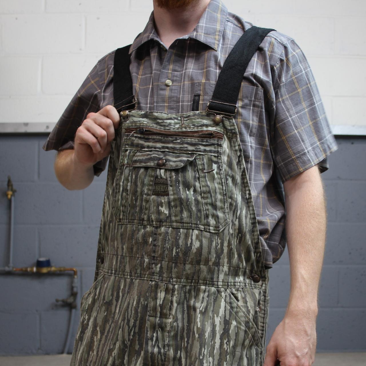 Liberty camo dungarees loose fit green Vintage Realtree camouflage bib & brace overalls double knees