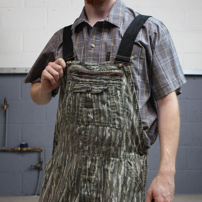 Liberty camo dungarees loose fit green Vintage Realtree camouflage bib & brace overalls double knees