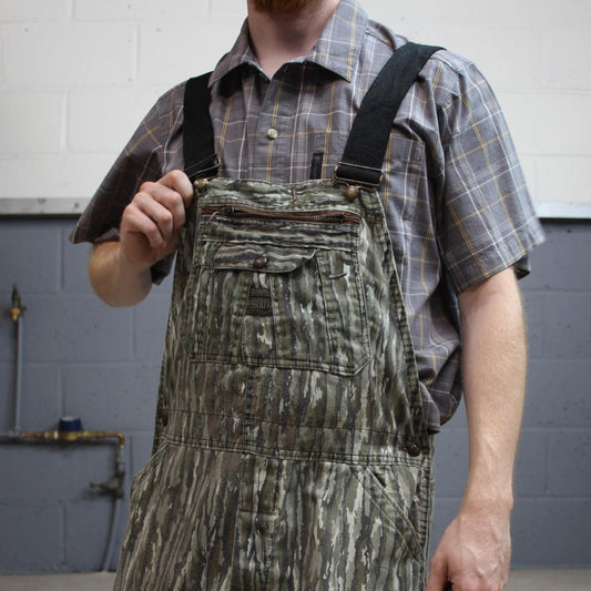 Liberty camo dungarees loose fit green Vintage Realtree camouflage bib & brace overalls double knees