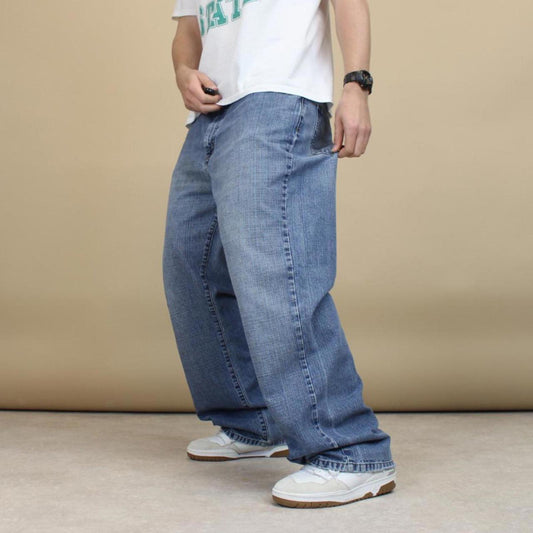 Blue baggy Quiksilver jeans W38L32 loose denim 90s style skater jeans