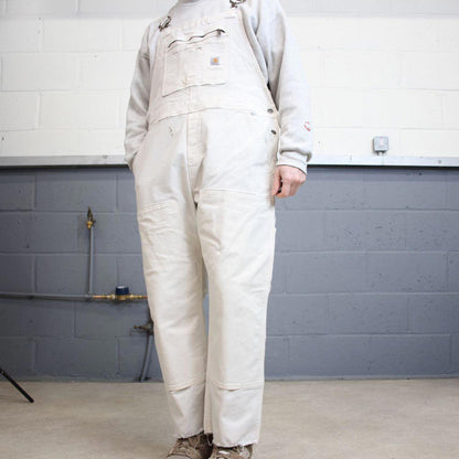00s Carhartt dungarees overalls workwear XL 16/18 womens white canvas bib & brace utility worker