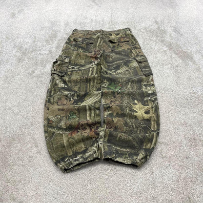 Y2k camo cargo pants loose leg green 18 XXL Loose Break-Up Mossy Oak camouflage pants