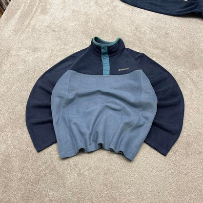 00s Columbia technical fleece M men's blue snap t y2k style autumn pull over casual