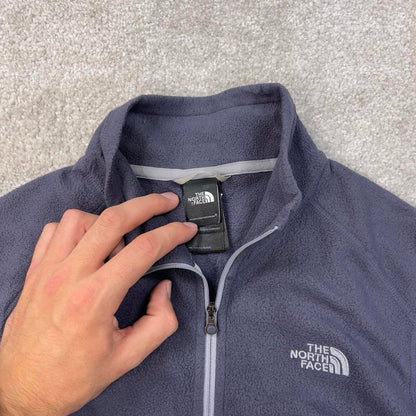 The North Face technical fleece Medium purple grey Women's 1/4 zip y2k style autumn