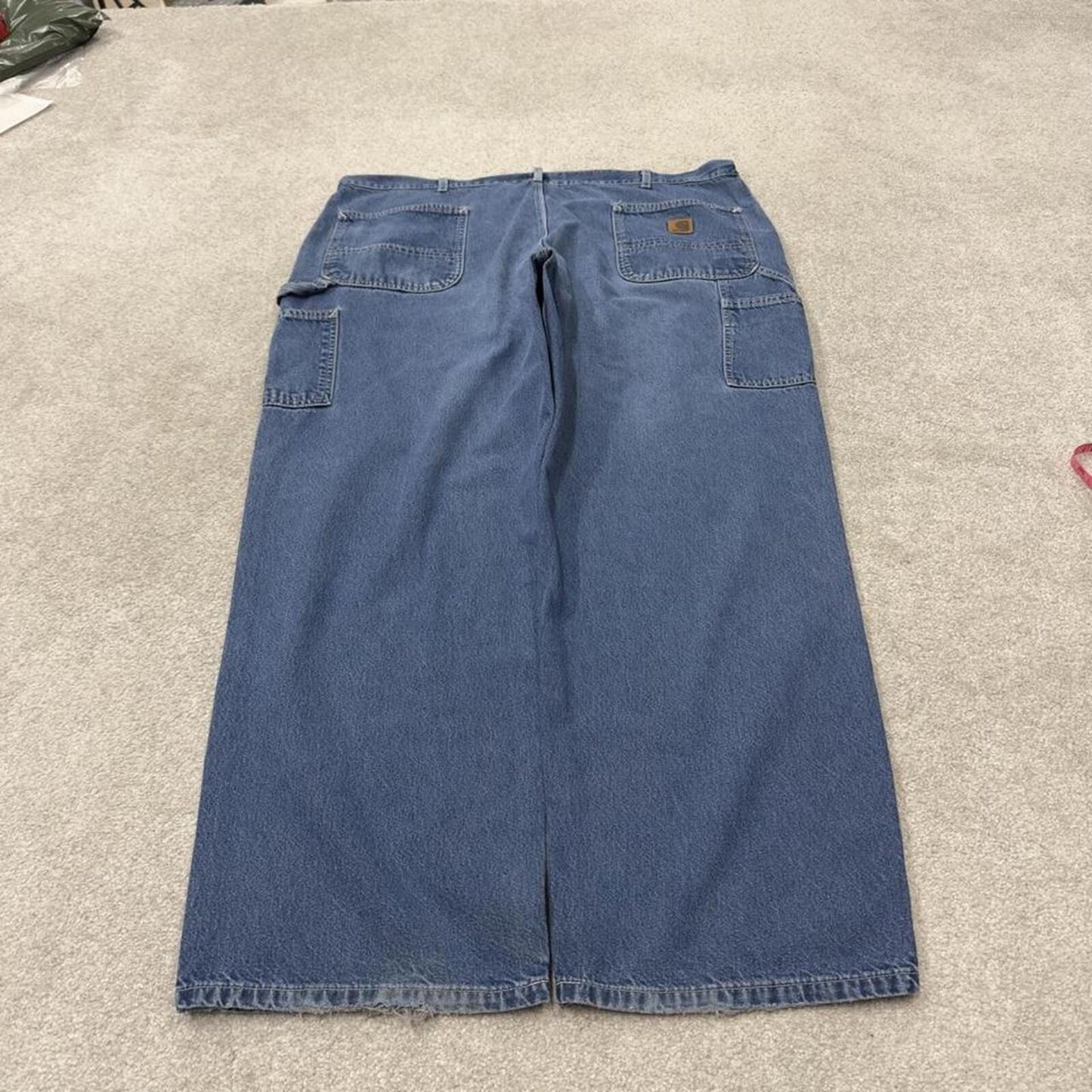 Baggy Carhartt carpenter jeans work pants blue Loose wide leg denim cargo skate style workwear