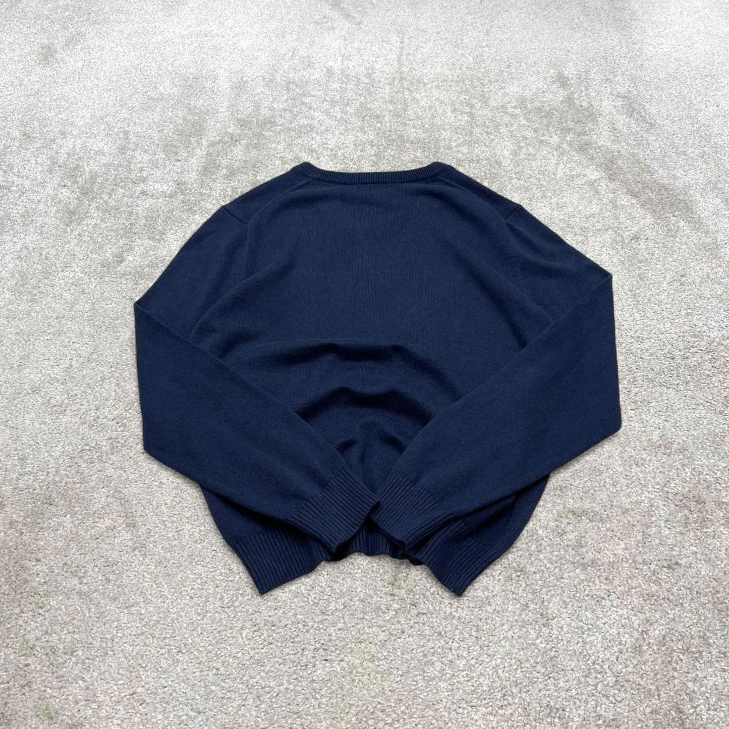 00s Nautica knit sweater jumper embroidered medium men's navy knitted pull over y2k 00s style