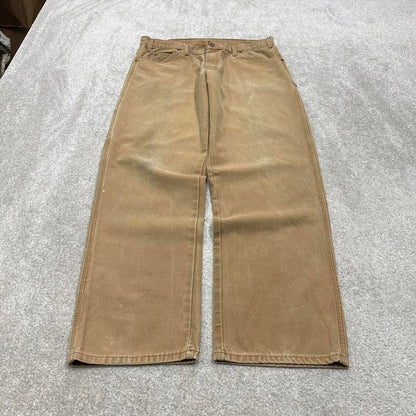 90s baggy Dickies carpenter jeans W36L34 00s skate style tan brown canvas worker cargos