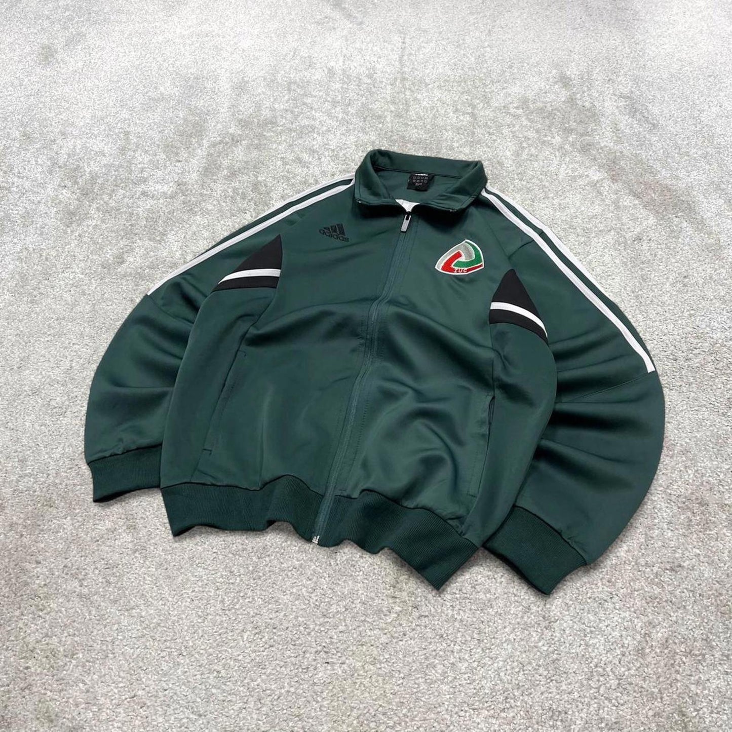 Y2k 00s Adidas track jacket M men's athletic style green full zip track suit top technical sporty