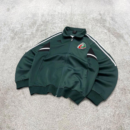Y2k 00s Adidas track jacket M men's athletic style green full zip track suit top technical sporty