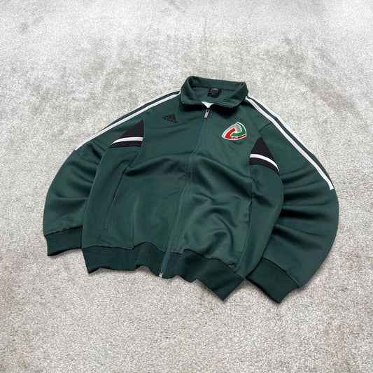Y2k 00s Adidas track jacket M men's athletic style green full zip track suit top technical sporty