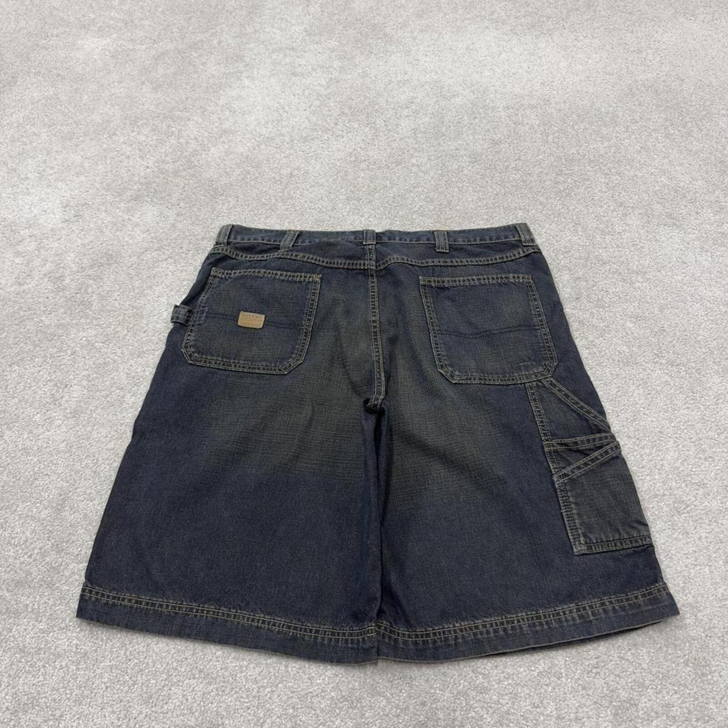 Baggy carpenter shorts denim cargo navy Old Navy Painter’s loose leg skater style surf jorts