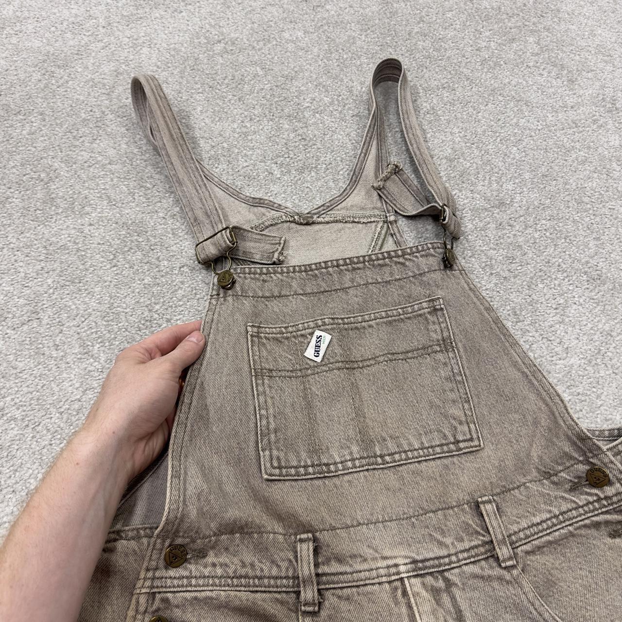 Vintage GUESS dungarees 00s denim overalls faded brown