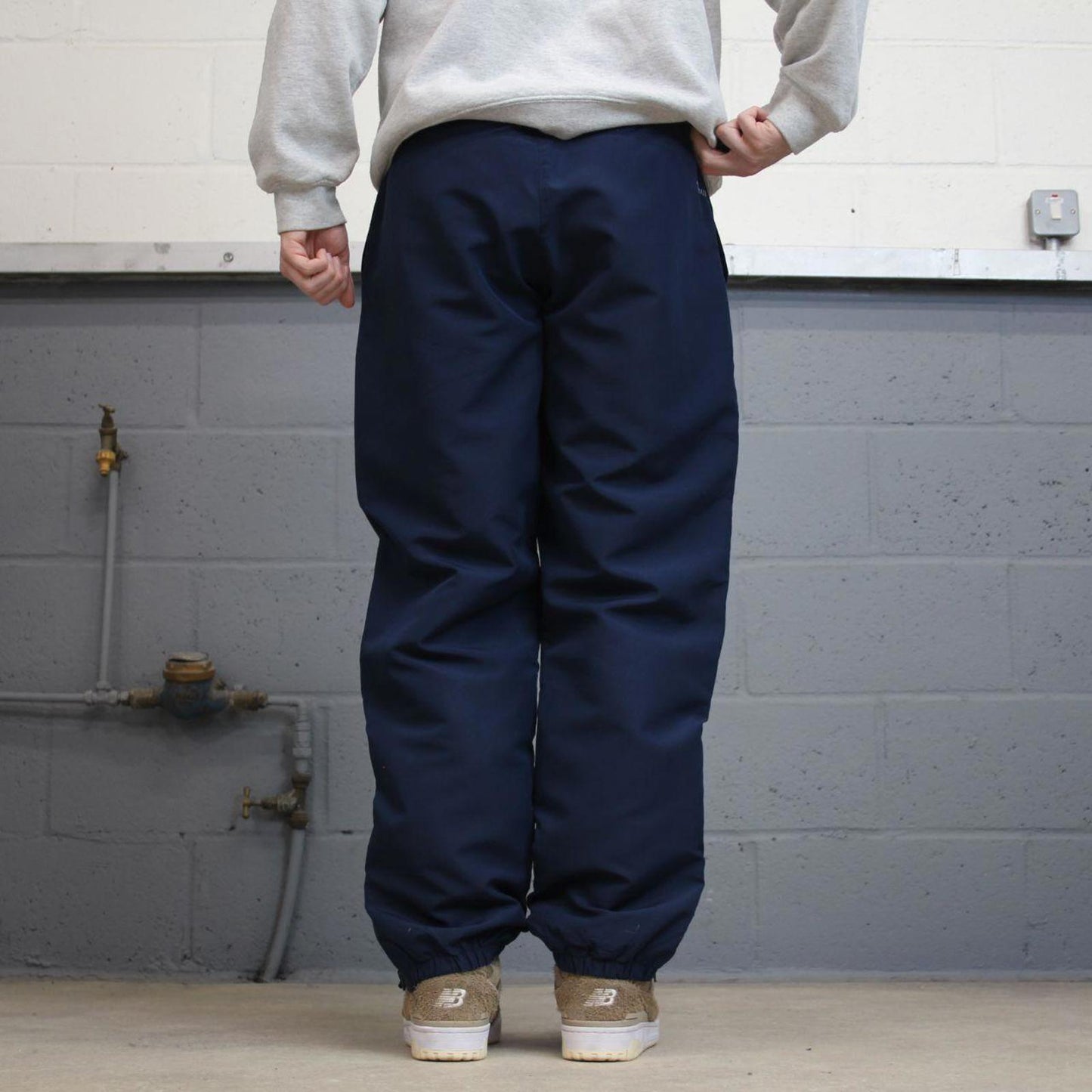 Navy Adidas trackies M y2k style sportswear track pants print logo