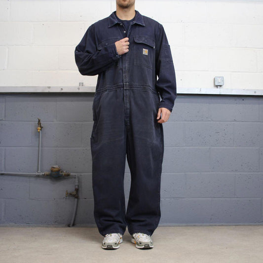 Navy Carhartt FR boilersuit 50 Short XL thick unlined fire resistant coveralls heavy duty workwear