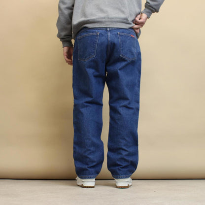 Blue Dickies jeans W38 loose denim 90s style skater jeans patch logo