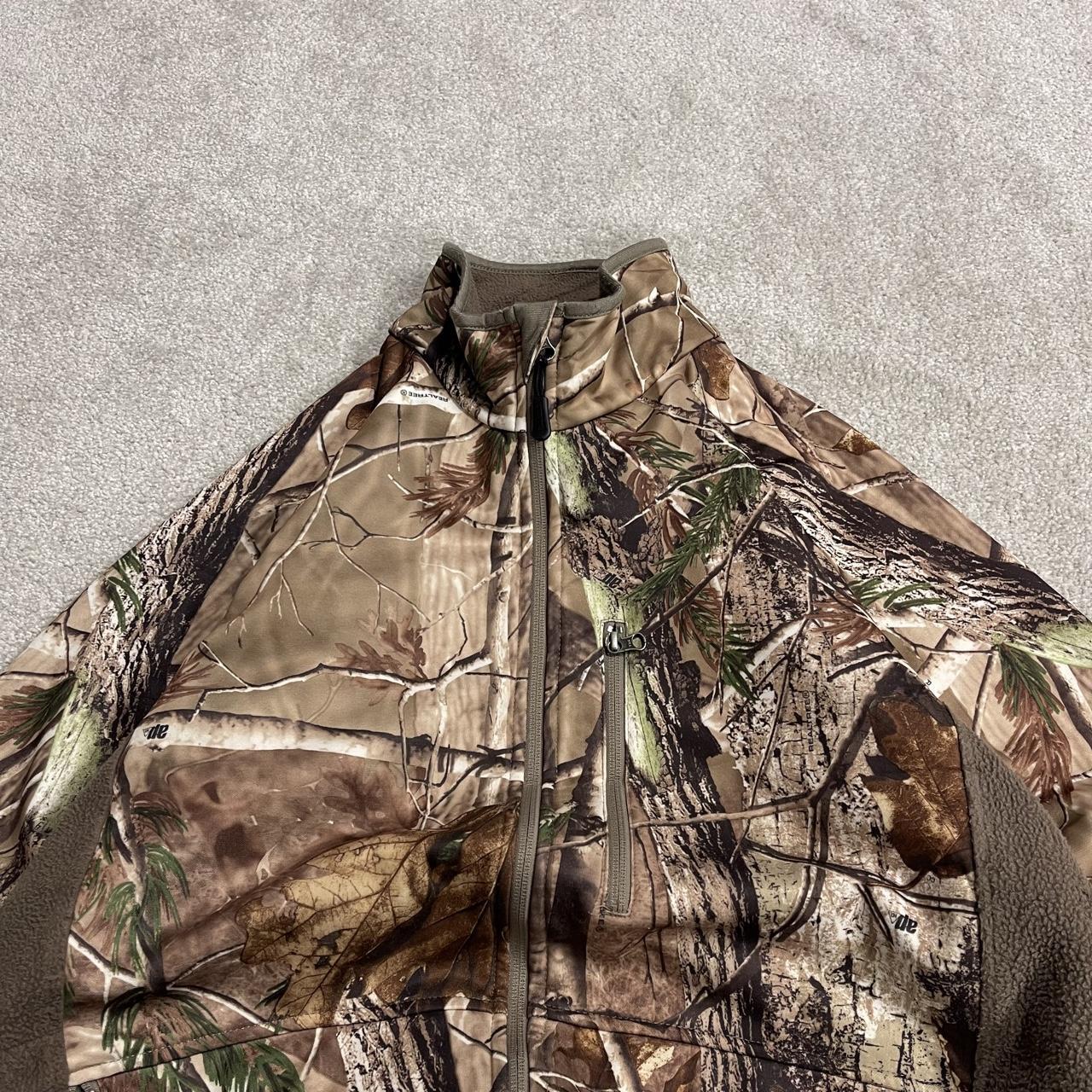 Realtree camo windbreaker fleece jacket brown Full zip y2k adjustable technical camouflage coat