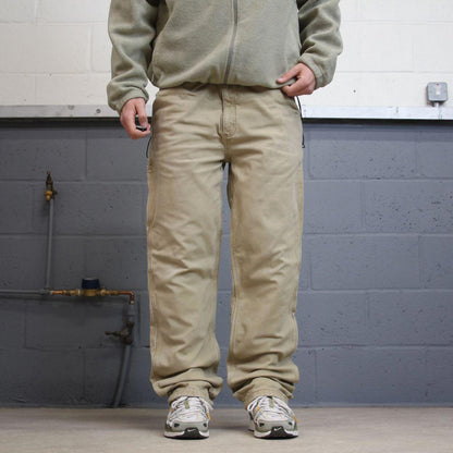 Vintage Y2K Carhartt carpenter jeans beige Relaxed fit fleece lined skate style workwear cargo pants