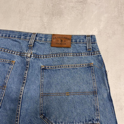 Baggy Polo Assn carpenter jorts W38 wide leg denim 90s style cargo skater shorts