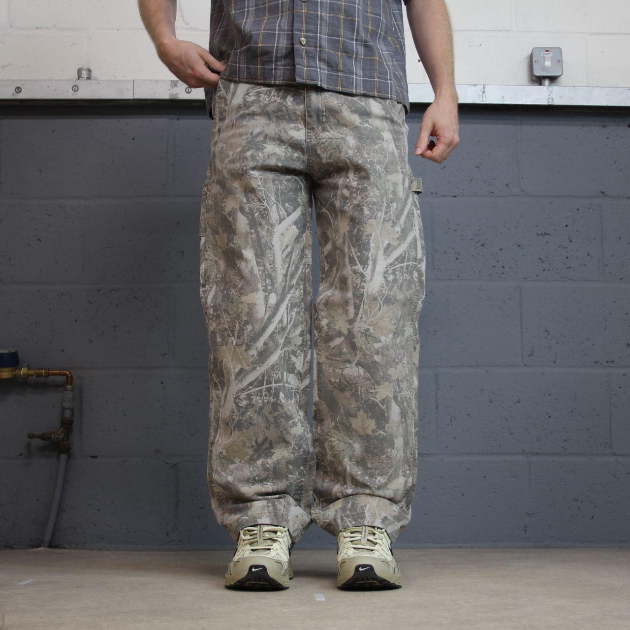 Baggy camo carpenter jeans y2k grey Abercrombie & Fitch baggy fit wide leg camouflage cargo pants