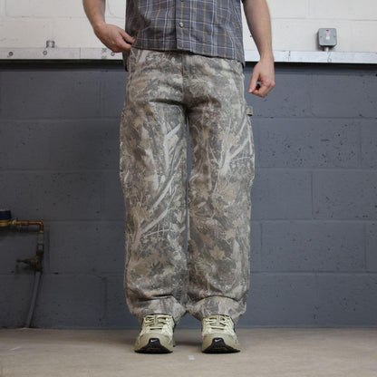 Baggy camo carpenter jeans y2k grey Abercrombie & Fitch baggy fit wide leg camouflage cargo pants