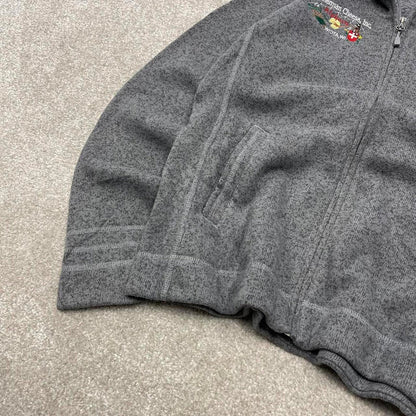 Y2K North Face technical fleece grey Full zip up fleece autumn pockets and embroidered
