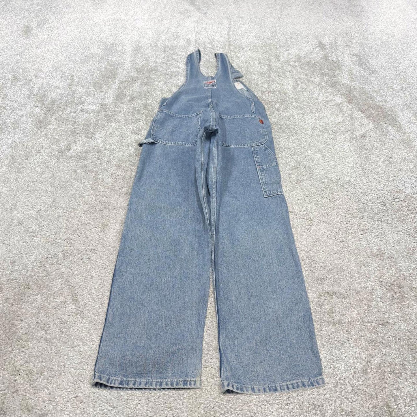 Vintage y2k baggy denim Dungarees loose leg blue Ikeda workwear bib & brace overalls utility