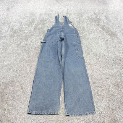 Vintage y2k baggy denim Dungarees loose leg blue Ikeda workwear bib & brace overalls utility