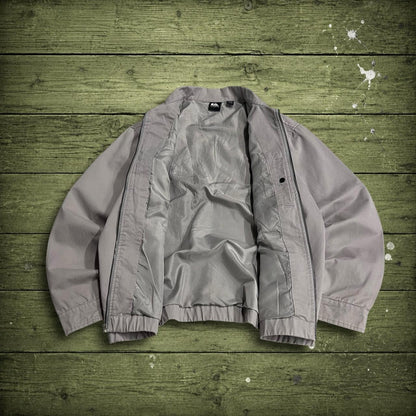 Y2K Quiksilver harrington jacket embroidered Large men's grey Surf bomber style