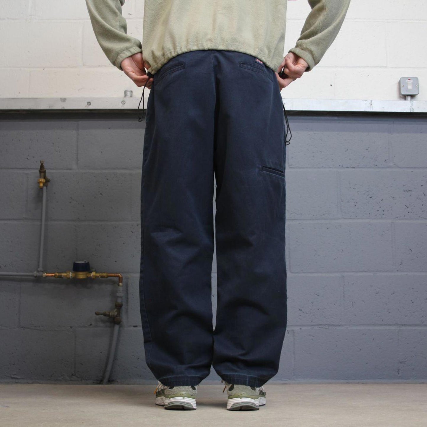 Y2K baggy pleated Dickies work pants faded navy Loose leg chino style carpenter skate trousers