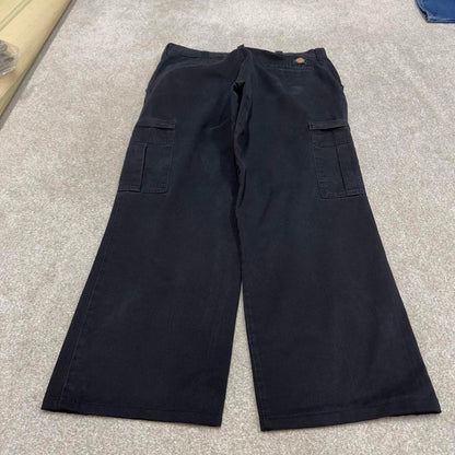 90s Dickies cargo trousers loose W36L28 black wide leg cargo skater twill chino style pants