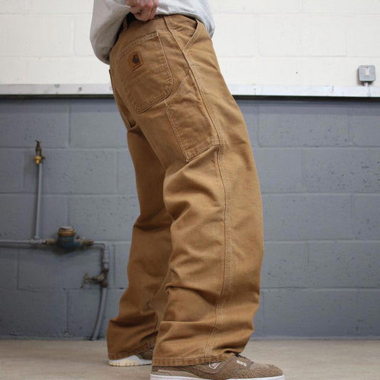 Vintage Tan baggy Carhartt carpenter jeans W36L30 1999 skater style loose leg cargos