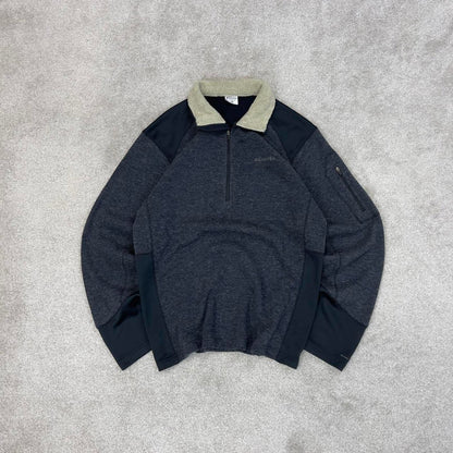 Grey Columbia technical fleece Medium 1/4 zip up y2k style autumn Omni-Shield