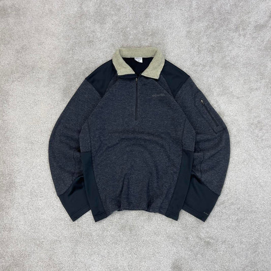Grey Columbia technical fleece Medium 1/4 zip up y2k style autumn Omni-Shield