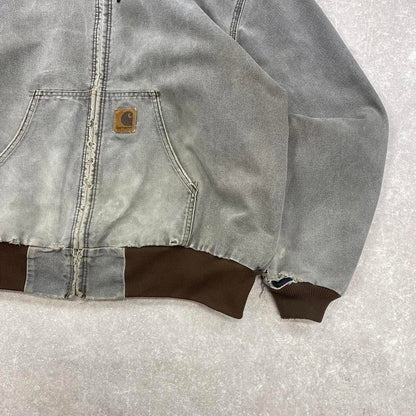 Vintage brown Carhartt hooded active jacket 2XL (fits XL) 90s style thick bomber
