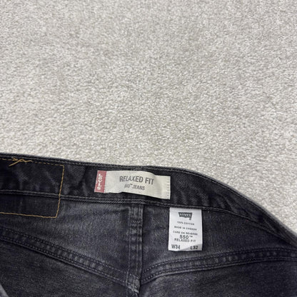 Levi’s 550 jeans y2k black denim Levi’s loose straight leg relaxed fit red tab logo pants