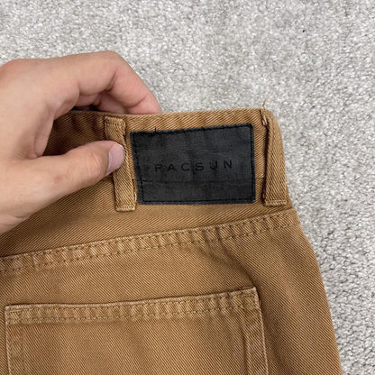 Y2K Pacsun denim utility shorts W30 tan brown carpenter Slim 100% cotton denim cargo jorts
