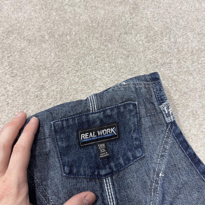 Vintage denim dungarees loose y2k blue Real Work workwear bib & brace overalls utility