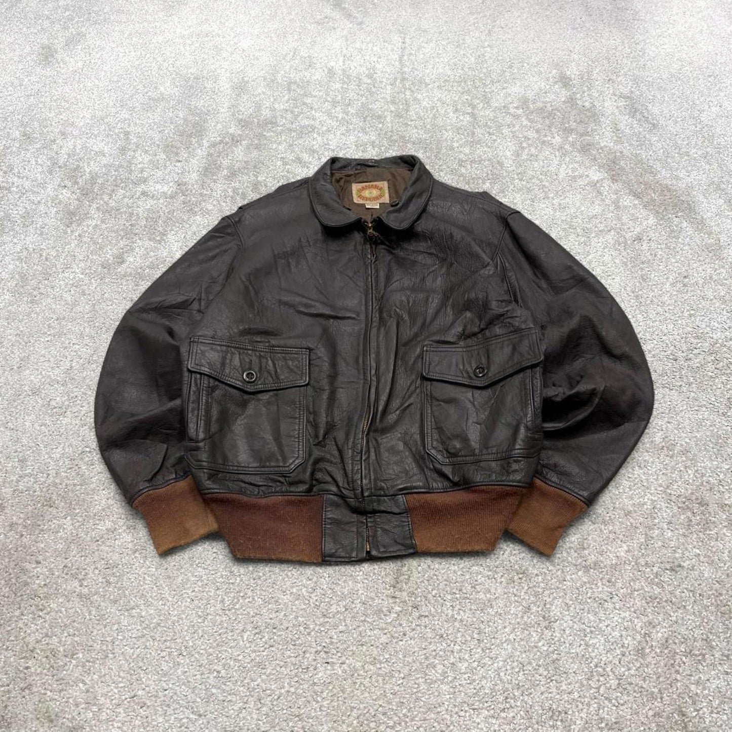 Vintage leather flight aviator bomber jacket brown Banana Republic boxy genuine leather coat