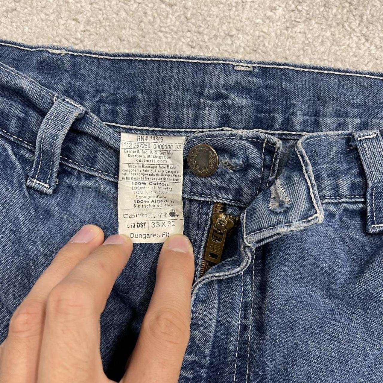 Carhartt carpenter denim shorts y2k faded blue Loose skater style work jorts
