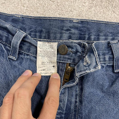 Carhartt carpenter denim shorts y2k faded blue Loose skater style work jorts