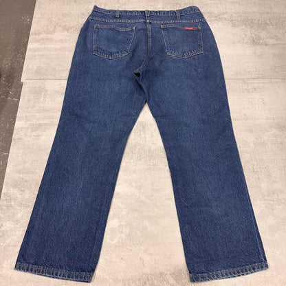 Blue Dickies jeans W38 loose denim 90s style skater jeans patch logo