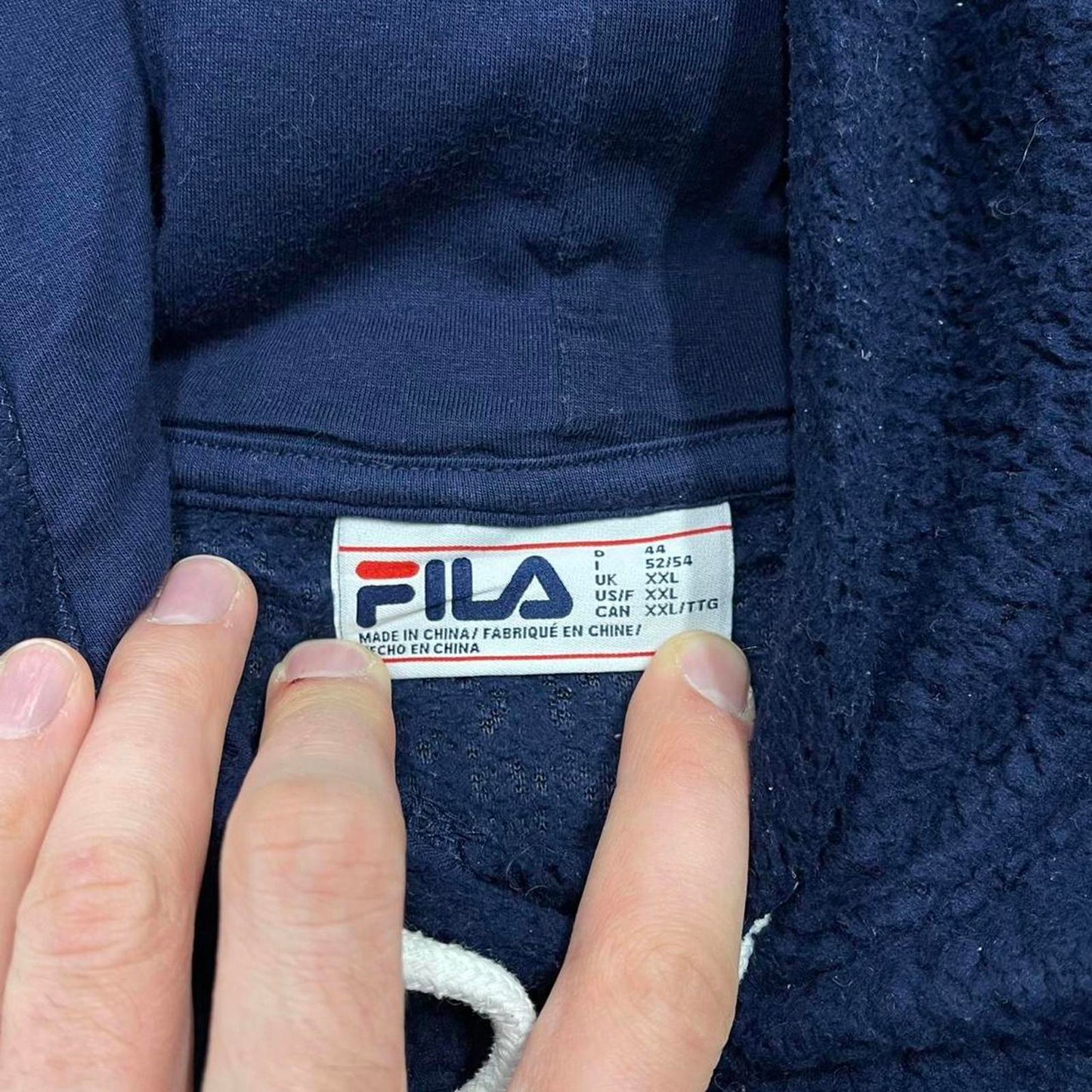 00s Fila teddy bear fleece technical XXL Women's navy pullover y2k style deep pile autumn