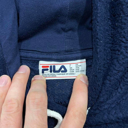 00s Fila teddy bear fleece technical XXL Women's navy pullover y2k style deep pile autumn
