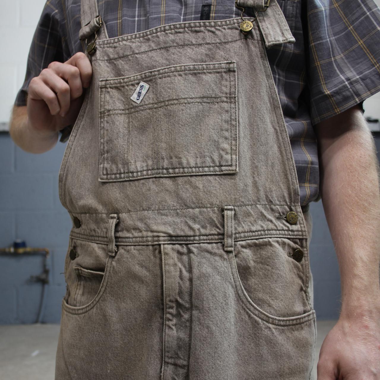 Vintage GUESS dungarees 00s denim overalls faded brown