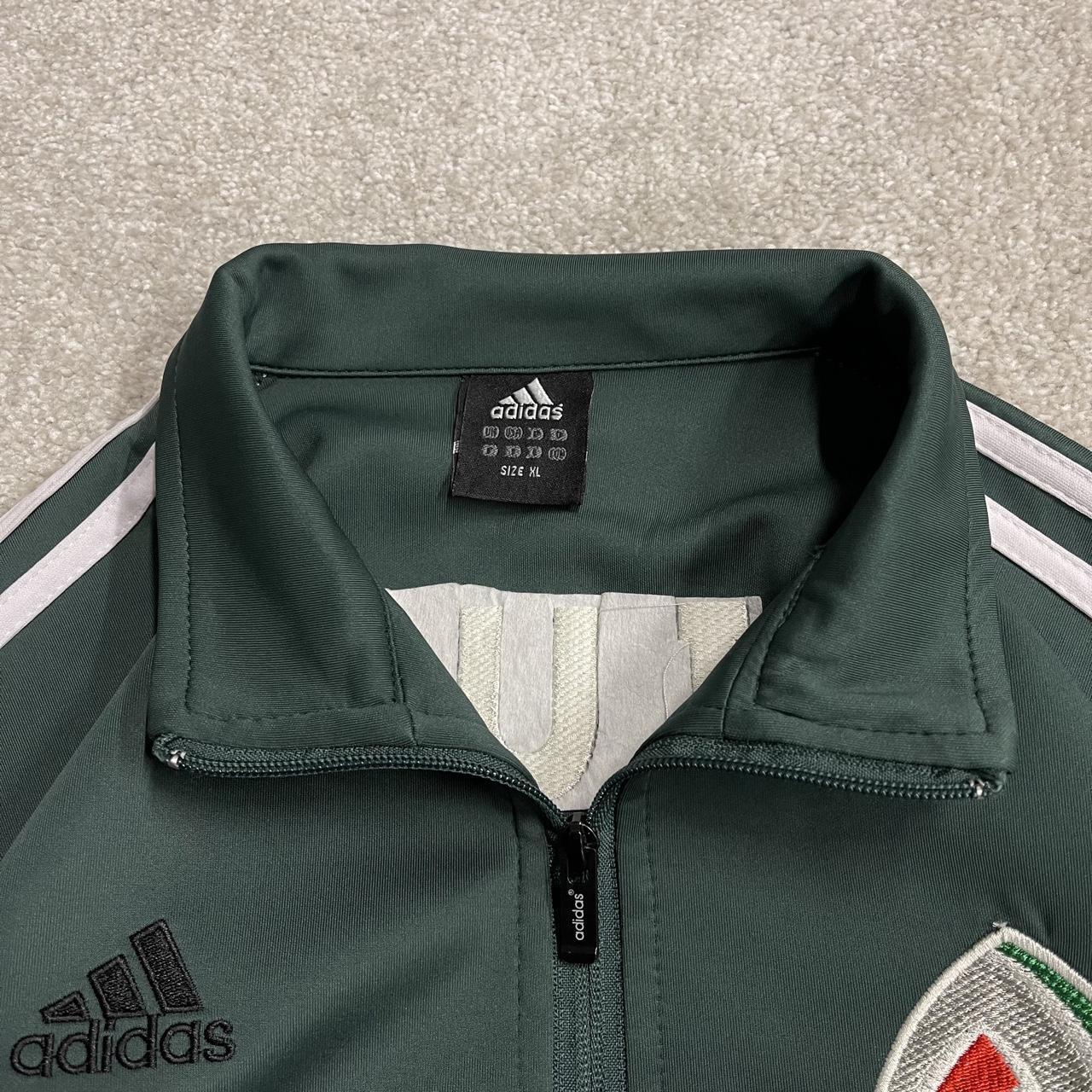 Y2K Adidas track top jacket embroidered green XL men’s Sporty tracksuit stripes, logos, zip pockets