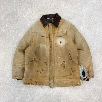 Vintage Carhartt jacket arctic chore coat XL tan distressed American canvas workwear streetwear