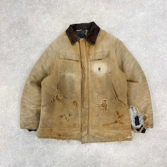 Vintage Carhartt jacket arctic chore coat XL tan distressed American canvas workwear streetwear