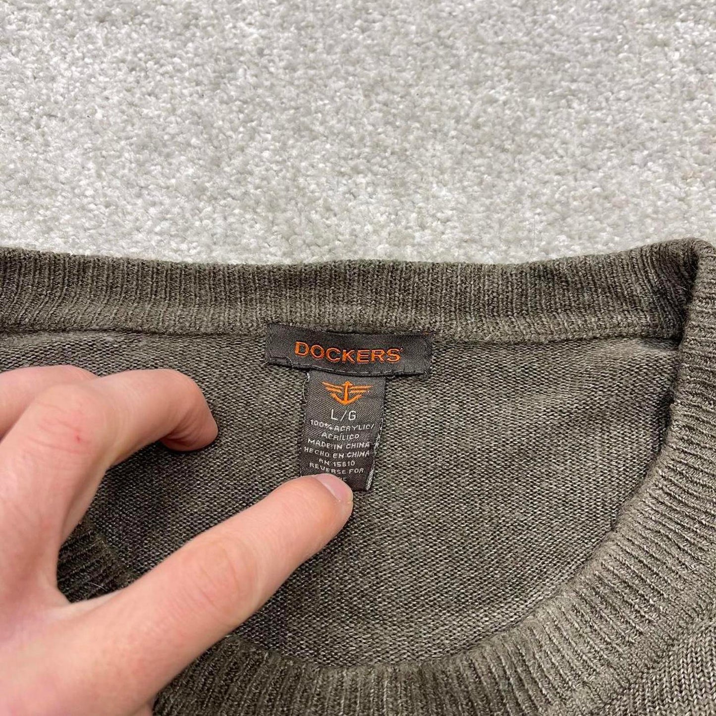Vintage Y2K Dockers knit sweater jumper khaki Pullover lightweight knitted checkered grandad jumper